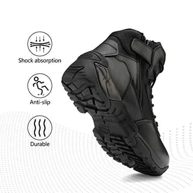 NORTIV 8 Mens Military Tactical Work Boots Side Zip Outdoor Hiking Leather Motorcycle Combat Boots,Size 14,Black-A,ALLOY - Image 5