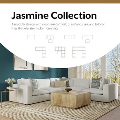 SIMPLIHOME Jasmine Corner Sectional Modular Sofa in Performance Fabric, Cloud Grey, 125-inches Wide, Handcrafted Contemporary-Style L-Shaped Couch for Living Room - Image 27