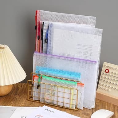 EOOUT 30pcs Mesh Zipper Pouch Bags, 8 Sizes Plastic Bags, 8 Colors Waterproof Pouches with slide fastener for Organization, Multipurpose for Travel, School Supplies, Office and Home Organization - Image 7