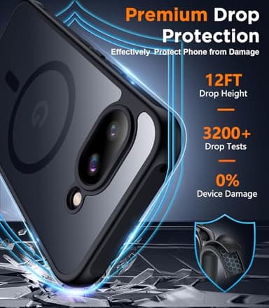 SPIDERCASE Magnetic for Google Pixel 9A Case, Military Grade Drop Protection Slim Translucent Matte Shockproof Anti-Fingerprint Phone Case for Pixel 9A, Black - Image 3