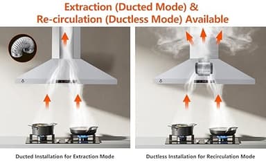 Range Hood 30 inch Wall Mount with 265 CFM,Ducted/Ductless Range Hood Stainless Steel with Touch Control 3 Speed Exhaust Fan, Adjustable Chimney & LED Light, Silver - Image 8