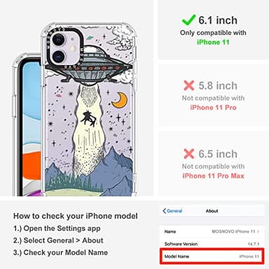 MOSNOVO Case for iPhone 11, [Buffertech 6.6ft Military-Grade Drop Protection] [Anti Peel Off Tech] Clear TPU Bumper Phone Case Cover Design - UFO - Image 2