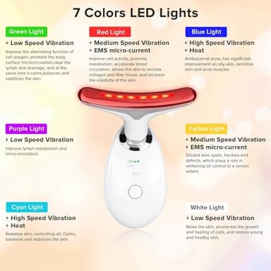 Face Neck Massager with 7-Color Light Modes for Face Sculpting Skin Care,Tightening,Smoothness - Red LED Light Therapy Device Tool for Women at Home - Image 4
