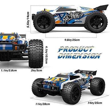 Holyton 1:10 Large High Speed Remote Control Car with LED Shell Lights, 48+ KM/H, 4WD Offroad Monster Truck for Adults & Kids, Hobby RC Truck Vehicle, 2 Battery Crawler Toy Gift for Boy - Image 2
