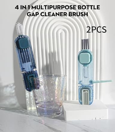 VIDONIO 4 in 1 Bottle Gap Cleaning Brush - 2 PCS Multifunctional Cup Lid Cleaning Tools, Mutipurpose Tiny Silicone Cup Holder Cleaner Nipple Cleaning Brush, Home Kitchen Cleaning Tools - Image 7