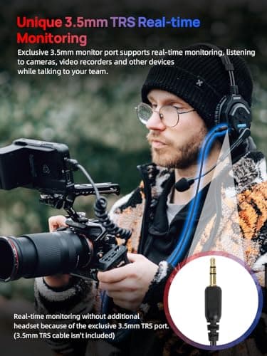 SYNCO XTALK X5 Wireless Intercom Headset System, 2.4GHz Full Duplex Group Talk Coms with 24H 350M/1148FT Real-time Monitoring, Single-Ear-Headsets-for-Communication - Image 4
