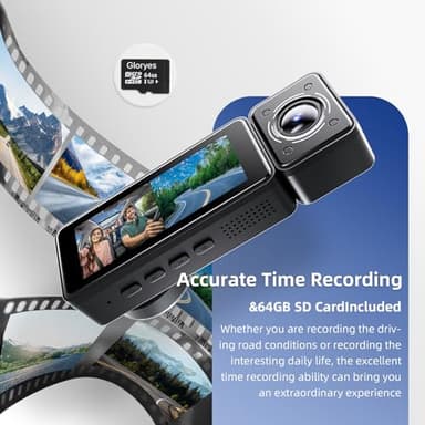 3 Channel Dash Cam Front and Rear Inside, Free 64G SD Card, Triple Dash Camera for Cars, 2.5K UHD Vital Dash Cam, 3.18" IPS Large Screen, IR Night Vision, 24/7 Recording Parking Mode Monitor（Black） - Image 4