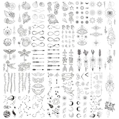 Cerlaza 100 Sheets Temporary Tattoos for Women Adult, 420 Mixed Styles Tiny Branch Fake Tattoo Stickers that Look Real and Last Long, Halloween Decoration Realistic Henna for Girl Body Art Sticker - Image 3