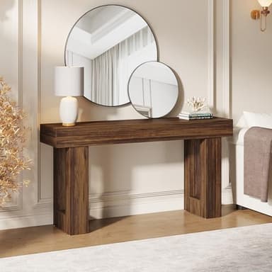 Tribesigns 63-Inch Long Console Table, Wooden Rectangular Sofa Table Behind The Couch, Farmhouse Entryway Table for Entrance, Hallway, Living Room (Rustic Brown) - Image 8