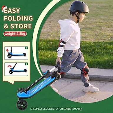 besrey Kick Scooter for Kids Ages 3-10, 3-Wheel Folding Scooter with Adjustable Height, LED Light Wheels, Extra Wide Deck for Outdoor Activities - Image 5