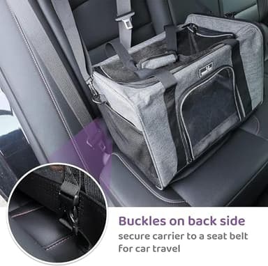 Wakytu Dog Carriers for Small Dogs, Cat Carrier Travel, Expandable, Collapsible, 900D High Density Oxford Cloth, Wear-Resisting, Anti Tearing, Reflective Tape,Safety Lock Zipper - Image 3