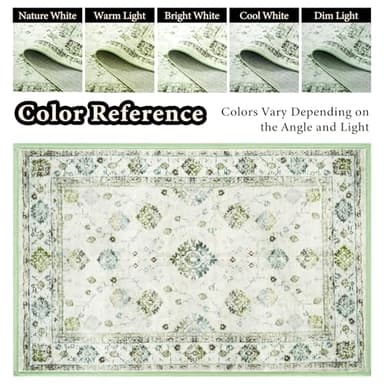 FinRèc 6x9 Rugs for Living Room, Washable Vintage Floral Bedroom Rug, Non-Slip Low Pile Area Rug, Ultra-Thin Foldable Accent Indoor Carpet for Kitchen Dining Room Kids Room Home Office - Green - Image 9