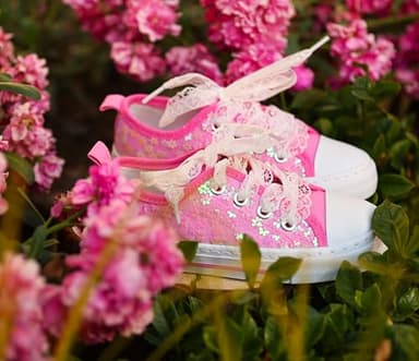 Toandon Toddler Girls Kids Sneakers Walking Shoes Lace Up Lightweight Low Top Fashion Sparkle Glimmer Flower Sequins Non-Slip Outdoor Pink Size 9 - Image 2