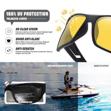 MEETSUN Polarized Sports Sunglasses for Men Women Wrap Around Driving Cycling Fishing UV Protection Black Frame Night Vision Lens - Image 5
