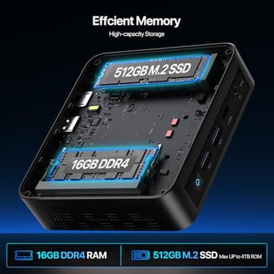 PELADN Mini PC,Twin Lake N150(Upgraded N100),16GB DDR4/512GB SSD,Type-C/Dual HD,Mini Desktop Computer,WiFi5 4K/60Hz Triple-Display USB3.2/BT4.2 Mini Computers for Home Business - Image 5