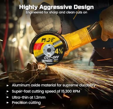 MJF 4 1/2" Cut-Off Wheels 50 Pack, Arbor 7/8", Premium Aluminum Oxide, Fast, Precise Cutting for Metal & Stainless Steel for Angle Grinders - Image 3