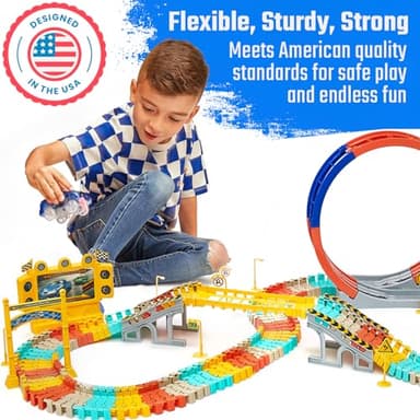 JITTERYGIT Race Track Glow in The Dark Magic Toy Set, Kids Light Up Flexible Car Tracks - Best Birthday Gift for Boys Girls and Toddlers 3 4 5 6 7 8 Year Old - Image 5