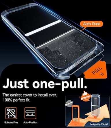 TORRAS Military-Grade Shatterproof for iPhone 16 Pro Screen Protector [9H+ Aerospace Tempered Glass＆ One-Step Installation] Full Coverage Fit Bubble Free Top-Notch Protection, 2 Pack, GlassGo X - Image 6