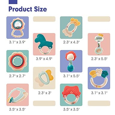 hahaland Baby Toys 0-6 Months - Baby Rattles Teething Toys 3-6 Month, Infant Toys 6-12 Months, Teether Grasping Shaker Toy 3 4 5 6 Month Old Must Haves Neutral Gifts Christmas Baby Stocking Stuffers - Image 9