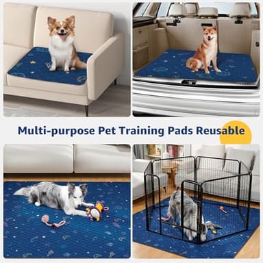 LOOBANI Washable Pee Pads for Dogs: Large Dog Pee Mat Waterproof 48" x 48", 2 Pack Reusable Pet Whelping Potty Training Pads Absorbent for Floor, Sofa, Playpen, Couch, Cage, Crate, Blue - Image 4