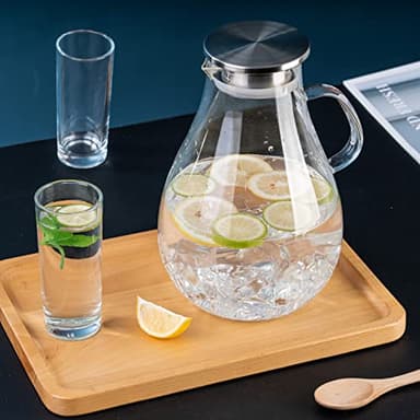 Glass Pitcher with Lid,3000ml - Hot/Cold Water Jug, Juice and Iced Tea Beverage Carafe - Image 6