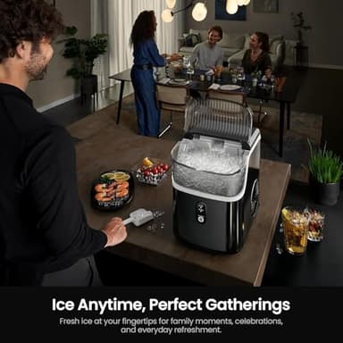 Kismile Nugget Ice Makers Countertop,Portable Ice Machine with Crushed Ice, 35lbs/Day,Self-Cleaning,One-Click Operation for Home Use(Black) - Image 5