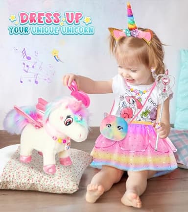 Unicorn Toys for Girls Age 4-6 Unicorn Gifts, Walking Talking Singing Interactive Toy, Remote Control Plush Unicorn Pet Care Toy, SOLIEHOO Unicorn Dress up Clothes for Toddler Girls Kids 3 4 5 6 Years - Image 6
