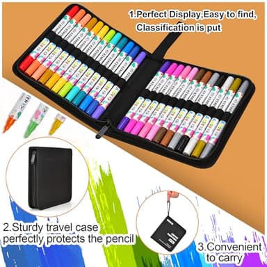 KEMYR 24 Colors Acrylic Paint Pens, Dual Tip Acrylic Paint Markers for Paper, Wood, Canvas, Stone, Rock Painting, Glass, Fabric, DIY, Ceramic, Art Supplies for Kids and Adults Drawing (Dot + Fine) - Image 3