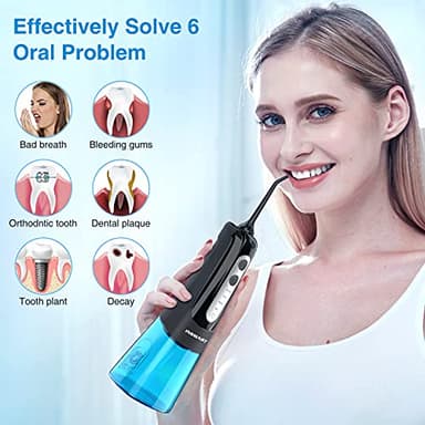 Cordless Water Dental Flosser Teeth Cleaner, INSMART Professional 300ML Tank DIY Mode USB Rechargeable Dental Oral Irrigator for Home and Travel, IPX7 Waterproof 4 Modes Irrigate for Oral Care Blue - Image 5