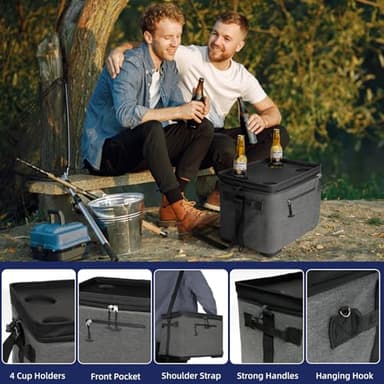 ADDIMOR 42 Can Collapsible Cooler Box, Versatile Insulated Leakproof Cooler Bag with Lids and 4 Cup Holder, Large Ice Chest for Beach Travel, Camping, Picnic - Image 5