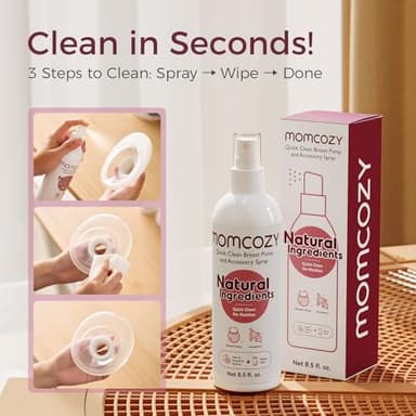 Momcozy Portable Breast Pump Cleaning Spray, Effective Milk Fat Removal & Residue-Free, Natural Grapefruit Scent, Pump Spray for Breast Pump or Accessories, and Other Baby Products, 8.5 Fl Oz - Image 3