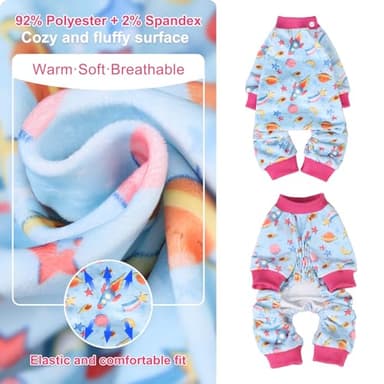BEAUTYZOO Dog Pajamas Large Sized Dog, Summer Doggie Pajamas for Boy Girl, Soft Strechy Cotton Puppy Pjs Jammies Onesies for Men Women, Pet Jumpsuit Body Suit Cat Apparel Clothes, Blue L - Image 7