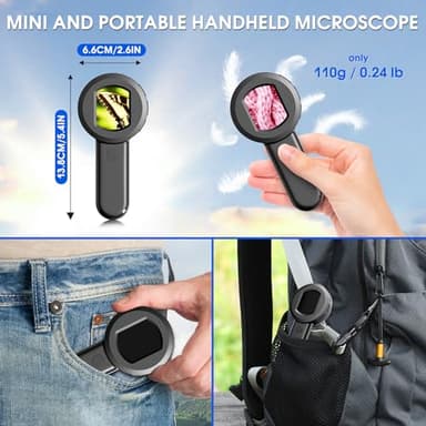 Pocket Digital Microscope for Adults Kids: 100X Handheld Magnifying Glass with Light, USB Coin Magnifier for Collector, Portable Jewelers Loupe with 2" Screen, Mini Scope for Trichome - Image 7