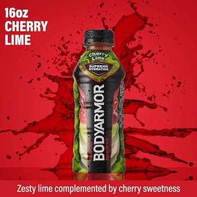 BODYARMOR Sports Drink Sports Beverage, Cherry Lime, Coconut Water Hydration, Natural Flavors With Vitamins, Potassium-Packed Electrolytes, Perfect For Athletes, 16 Fl Oz (Pack of 12) - Image 3