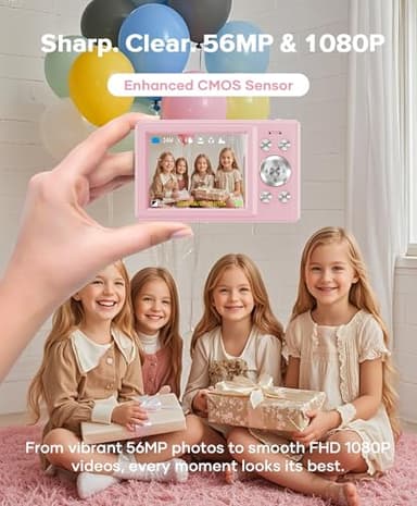WONNIE Digital Camera 56MP, FHD 1080P Point & Shoot Camera with 32GB SD Card, 2 Batteries, and Lanyard, Ideal for Kids & Teens, Suitable Gift for Girls - Image 2