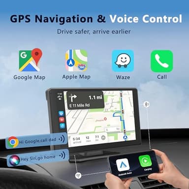 XBAY 9" Carplay Screen for Car, Support Apple Carplay & Android Auto, 4K Dash Cam, 1080p Backup Camera DVR, Car Audio Receivers GPS Navigation Airplay/Super Link, Bluetooth, FM, Siri. - Image 3