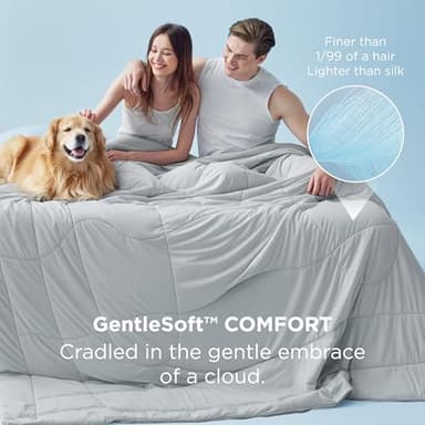 Bedsure Cooling Comforter Cal King - Cooling Blankets for Hot Sleepers, Lightweight Comforter for Summer with Dual-Sided Cool Tech, Soft Breathable Cold Blanket for Sleeping, Grey, 102x96 Inches - Image 5