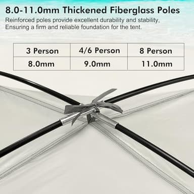 WhiteFang Beach Tent Anti-UV Portable Sun Shade Shelter for 4 Person, Extendable Floor with 3 Ventilating Mesh Windows Plus Carrying Bag, Stakes and Guy Lines (Baby's Breath) - Image 2
