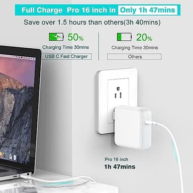 96W USB C Charger for MacBook Pro 16, 15, 14, 13 inch 2025 2024, 2023, 2022, 2021, M4 M3 M2 M1 MacBook Air, USBC Laptop Power Adapter, iPad, LED, 6.6ft 5A Cable Charging as Fast as Original Quality - Image 2