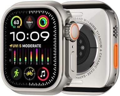 amBand 3 in 1 Metal Case Compatible with Apple Watch Series 9/8/7 45mm, W1 Rugged Bumper Protector [Turning into Ultra 3/2/1 Upgrade] with Watch Crown + Back Cover, Natural Titanium - Image 3