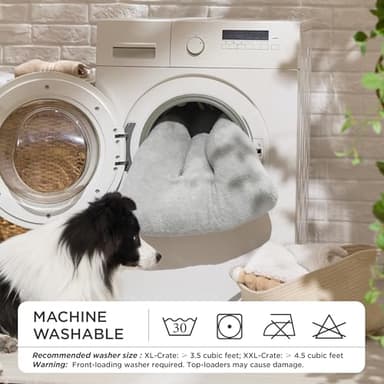 Bedsure Washable XL Dog Bed for Crate for Extra Large Dogs, Comfort Fluffy Plush Pet Pillow Bed Kennel Pad with Non-Slip Bottom, Machine Washable Pet Sleeping Mat, 41"x27", Gray - Image 4