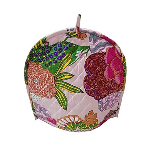 Tea Cozy for Teapot -Vintage Peach Floral Printed Insulated 100% Cotton Handmade Dust Cover for Teapot Features an Indian Mandala Designs in England and fits 1 to 6 Cup Kettle Cover - Image 1