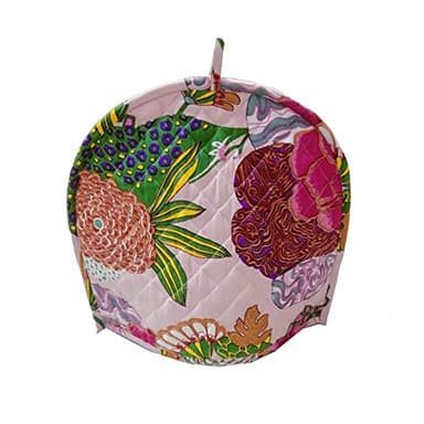 Tea Cozy for Teapot -Vintage Peach Floral Printed Insulated 100% Cotton Handmade Dust Cover for Teapot Features an Indian Mandala Designs in England and fits 1 to 6 Cup Kettle Cover - Image 1