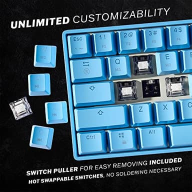 HK Gaming GK61 Mechanical Gaming Keyboard 60 Percent | 61 RGB Rainbow LED Backlit Programmable Keys | USB Wired | for Mac and Windows PC | Hotswap Gateron Optical Brown Switches | Blue - Image 3