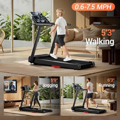 LONTEK Treadmills for Home, 3.0HP Quiet Brushless Folding Treadmill with Heart Rate Sensor, Silicone Damping System, 300lbs Weight Capacity, Holder for Cup&Phone - Image 5