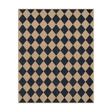 Lahome Checkered Easy Jute Area Rug 8x10, Large Living Room Patio Rug Checkerboard Indoor Outdoor Carpet, Farmhouse Geometric Non Slip Black Carpet for Backyard Dining Room - Image 7