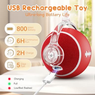 PANRIO Interactive Cat Toys for Indoor Cats,3 Modes Electric Moving Cat Ball with Feather Tail,800MAH Large Capacity & Low Noise,Automatic Kitten Toys for Bored Indoor Adult Cats - Image 4