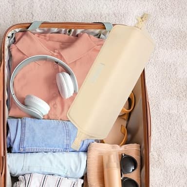 BAREFOOT CARIBOU Hair Tools Travel Bag and Heat Resistant Mat for Flat Irons, Straighteners, Curling Iron, and Haircare Accessories, 2-in-1 design, with Interior Pockets, Portable Organizer (Ivory) - Image 5