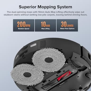 Roborock Qrevo Edge S5A Robot Vacuum and Mop, 18,500Pa, Zero-Tangling, DuoDivide Main Brush, FlexiArm Side Brush, Hot Water Mop Washing & Self-Cleaning, Warm Air Drying, Self-Emptying, Black - Image 7