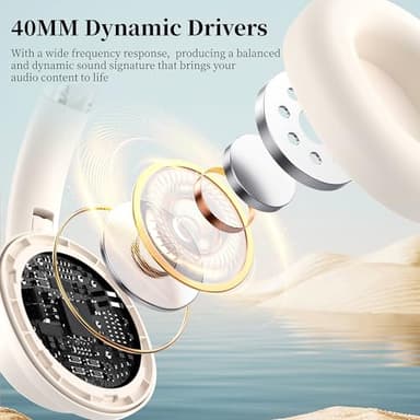 Falebare Bluetooth Headphone Over The Ear, Noise Cancelling Headphones Wireless Headsets Bluetooth with Mic, 80H Playtime, Deep Bass, Comfort Fit, Portable Lightweight Headphones for Travel, Home - Image 4